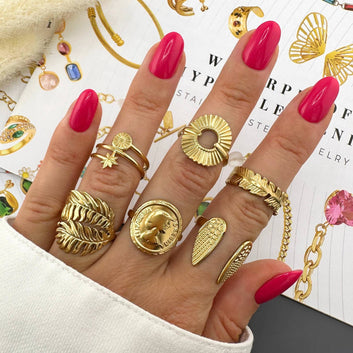 Ring, 18K Gold Plated Steel