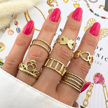Heart Ring, 18K Gold Plated Steel