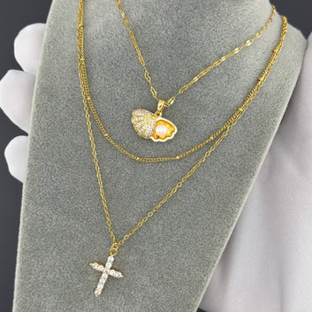 Seashell Necklace, 18K Gold Plated Steel