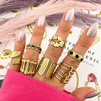 Wings Ring, 18K Gold Plated Steel