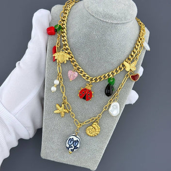 Necklace, 18K Gold Plated Steel