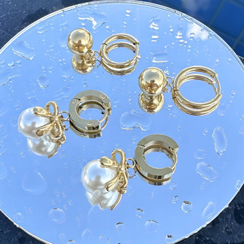 Earrings, 18K Gold Plated Steel