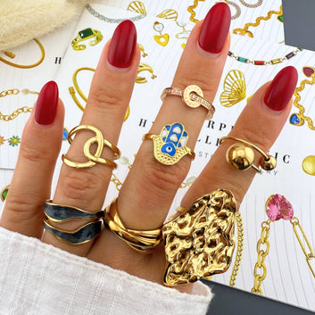 Ring, 18K Gold Plated Steel