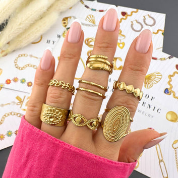 Evil Eye Ring, 18K Gold Plated Steel