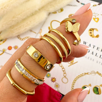 Butterfly Ring, 18K Gold Plated Steel