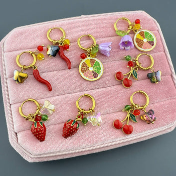 Flowers Earrings, 18K Gold Plated Steel