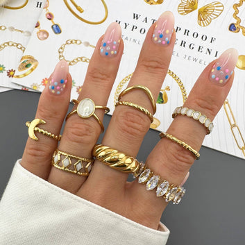 Croissant Ring, 18K Gold Plated Steel