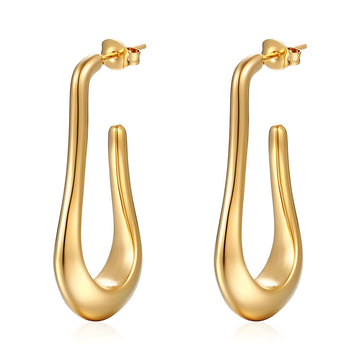 Earrings, 18K Gold Plated Steel