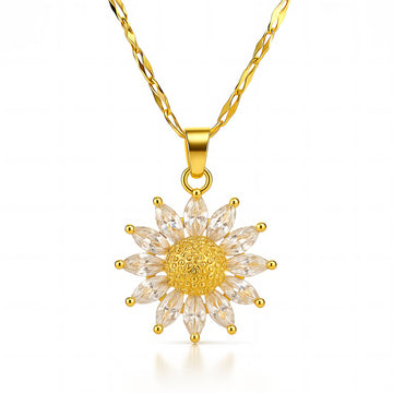 Flower Necklace, 18K Gold Plated Steel