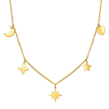 Star Necklace, 18K Gold Plated Steel