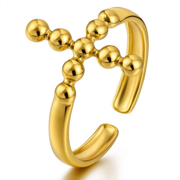 Crosses Ring, 18K Gold Plated Steel