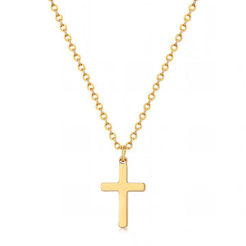 Crosses Necklace, 18K Gold Plated Steel