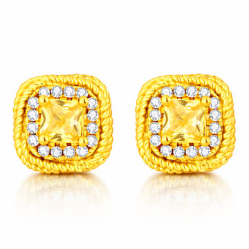 Earrings, 18K Gold Plated Brass
