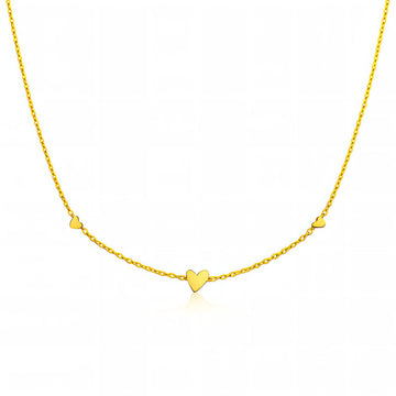 Hearts Necklace, 18K Gold Plated Steel
