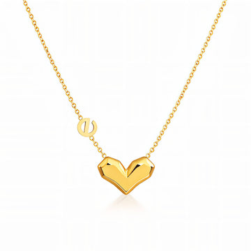 Heart Necklace, 18K Gold Plated Steel