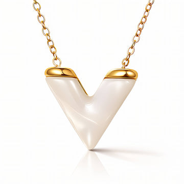 V Necklace, 18K Gold Plated Steel