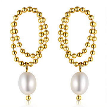 Earrings, 18K Gold Plated Steel