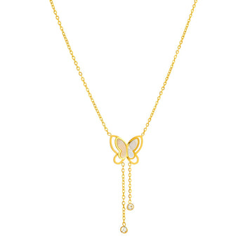 Butterfly Necklace, 18K Gold Plated Steel