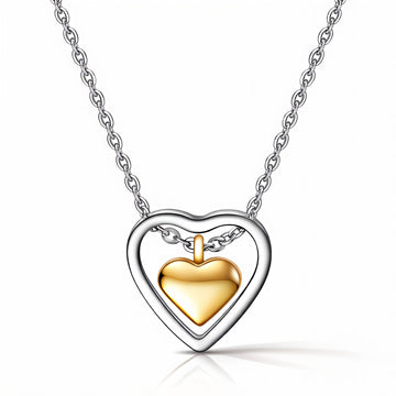 Hearts Necklace, 18K Gold Plated Steel
