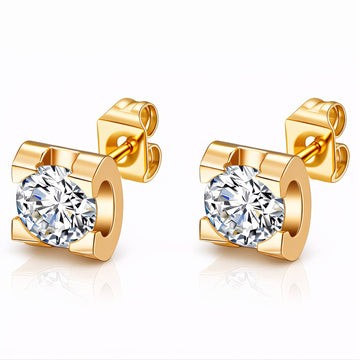 Earrings, 18K Gold Plated Steel