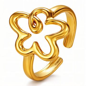 Flower Ring, 18K Gold Plated Steel