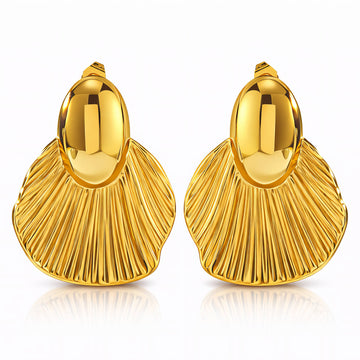Earrings, 18K Gold Plated Steel