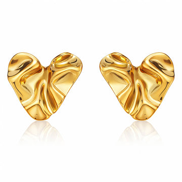 Hearts Earrings, 18K Gold Plated Steel