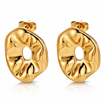 Flowers Earrings, 18K Gold Plated Steel