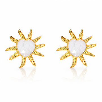 Sun Earrings, 18K Gold Plated Steel