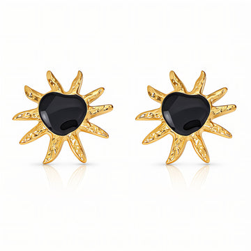 Sun Earrings, 18K Gold Plated Steel