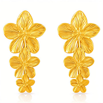 Flowers Earrings, 18K Gold Plated Steel