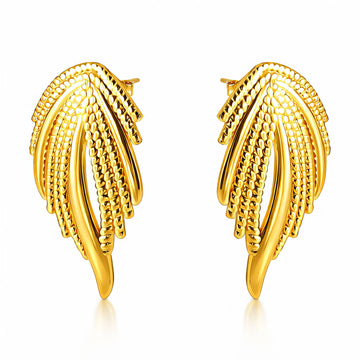 Leaves Earrings, 18K Gold Plated Steel