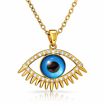 Evil Eye Necklace, 18K Gold Plated Steel