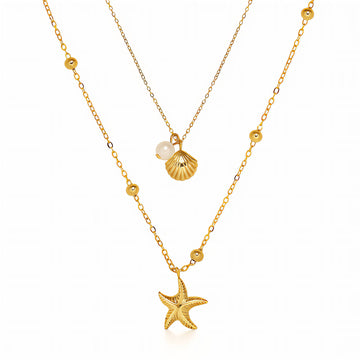 Necklace, 18K Gold Plated Steel