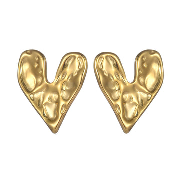 Hearts Earrings, 18K Gold Plated Steel