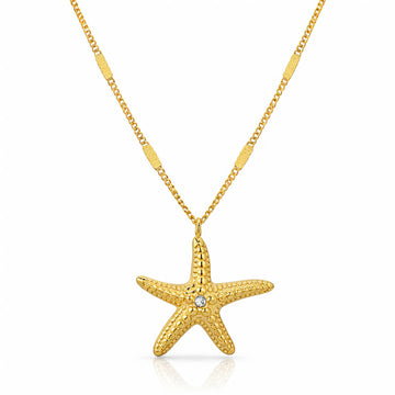 Starfish Necklace, 18K Gold Plated Steel
