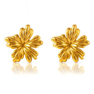 Flowers Earrings, 18K Gold Plated Steel
