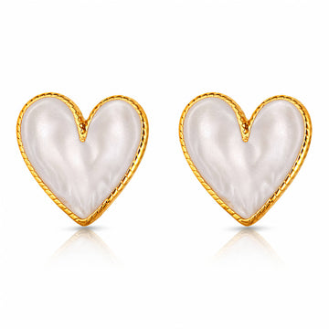 Hearts Earrings, 18K Gold Plated Steel