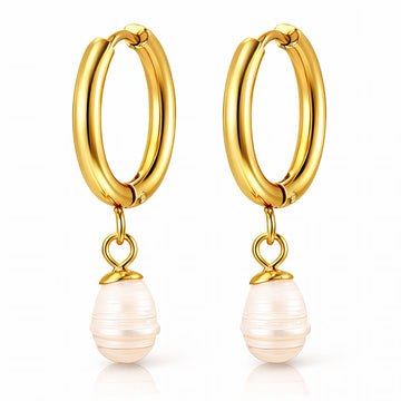 Earrings, 18K Gold Plated Steel