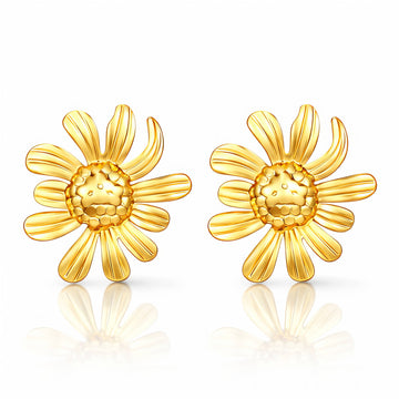 Flowers Earrings, 18K Gold Plated Steel