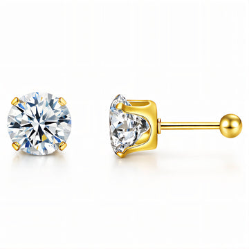 Earrings, 18K Gold Plated Steel