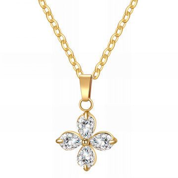 Flower Necklace, 18K Gold Plated Steel