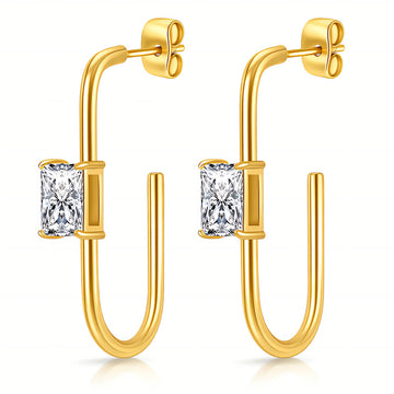 Earrings, 18K Gold Plated Steel