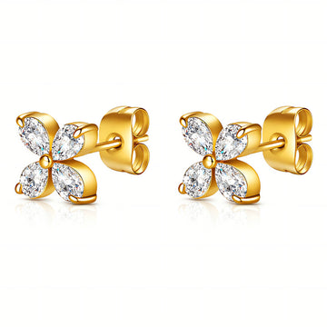 Flowers Earrings, 18K Gold Plated Steel