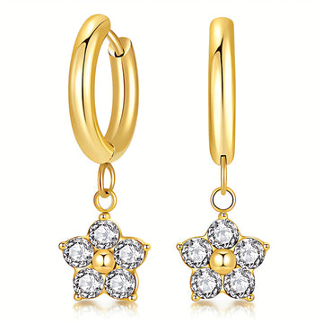 Flowers Earrings, 18K Gold Plated Steel