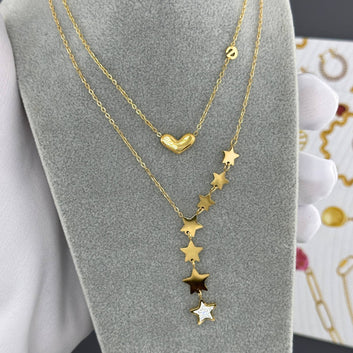 Heart Necklace, 18K Gold Plated Steel