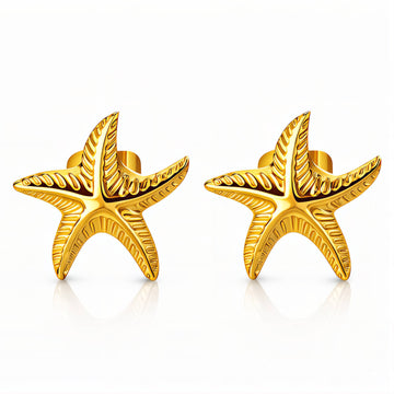 Starfishes Earrings, 18K Gold Plated Steel