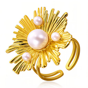 Flower Ring, 18K Gold Plated Steel