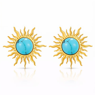 Suns Earrings, 18K Gold Plated Steel