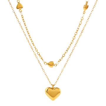 Hearts Necklace, 18K Gold Plated Steel